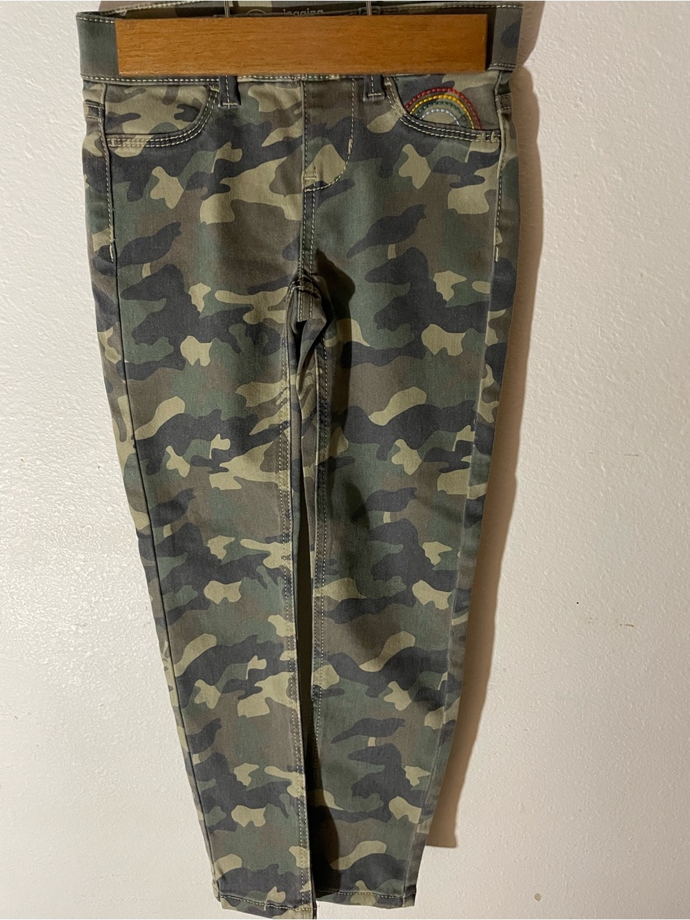 wonder nation Green Camouflage Jeans with Rainbow Pocket Patch